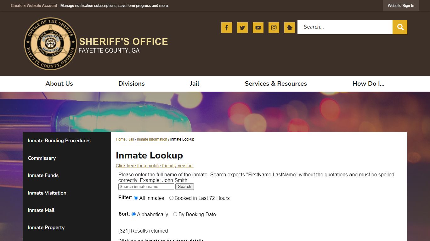 Inmate Lookup | Fayette County Sheriff, GA