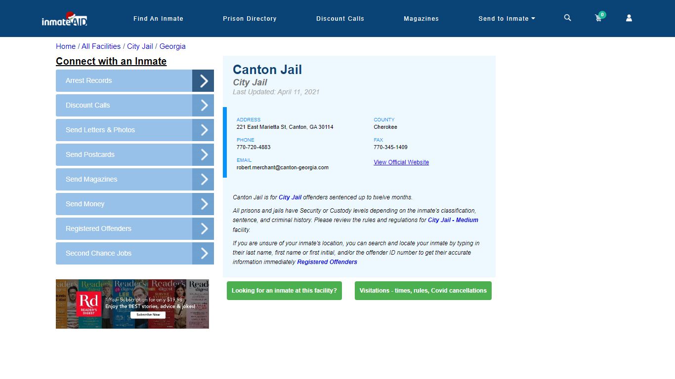 Canton Jail | Inmate Locator