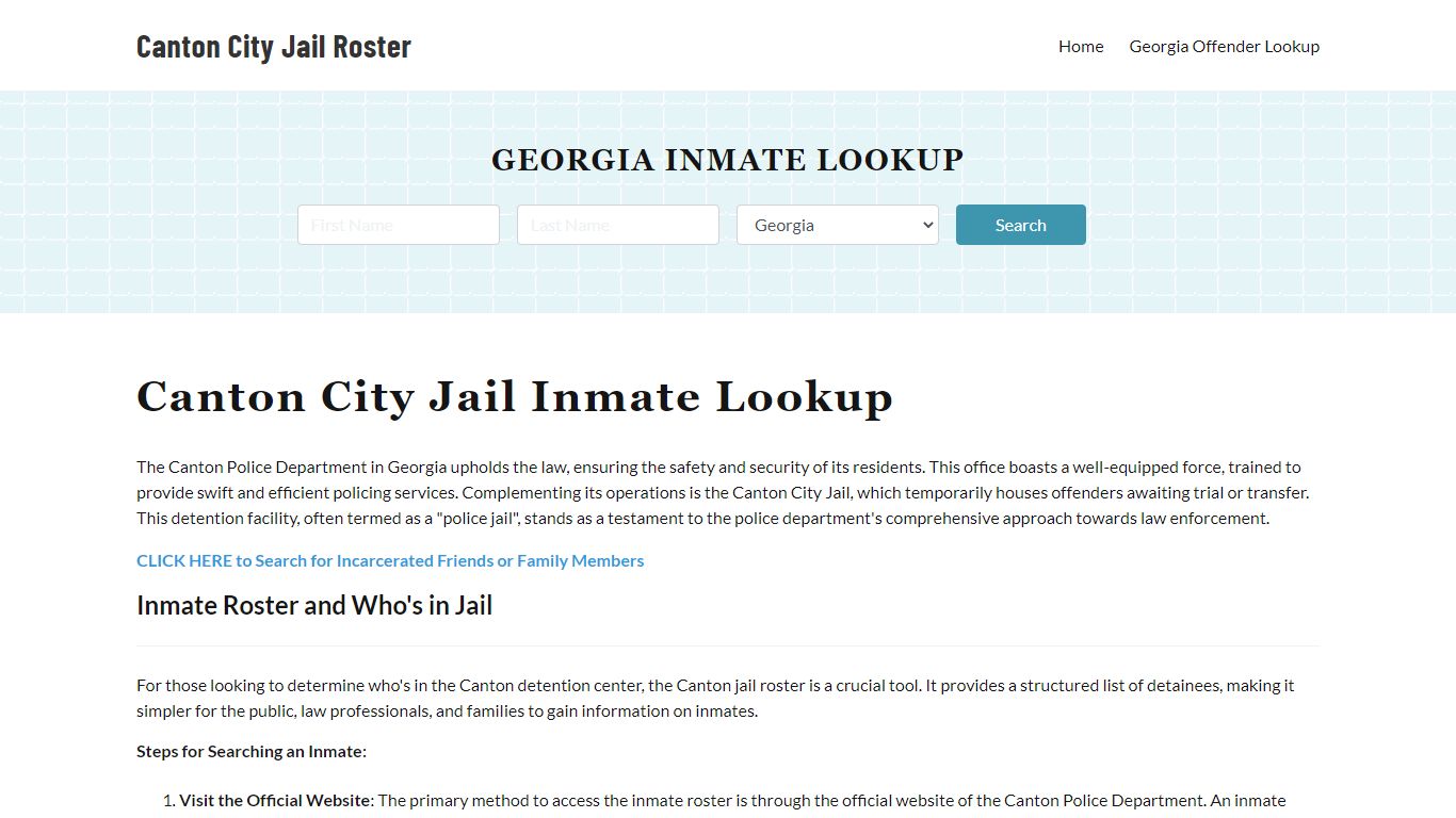 Canton Police Department & City Jail, GA Inmate Roster, Arrests, Mugshots