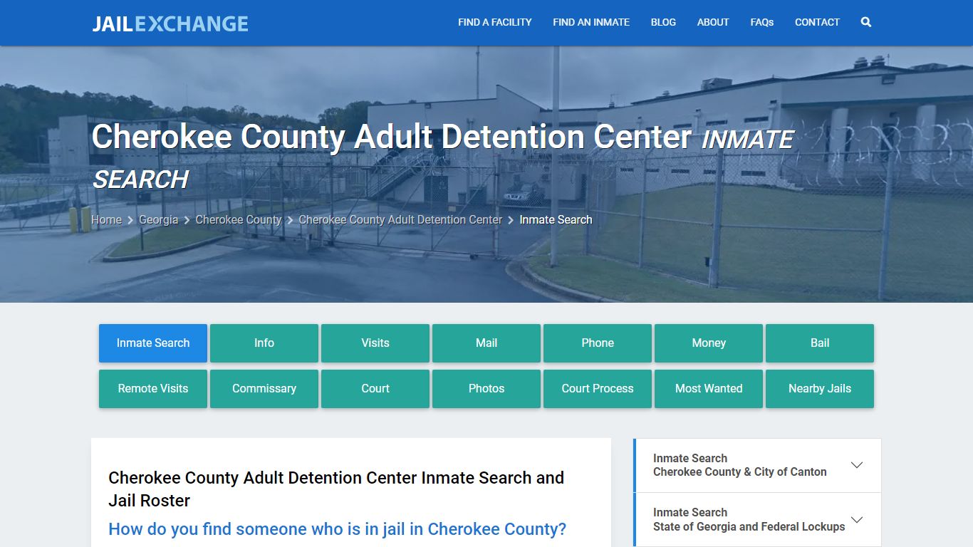 Cherokee County Adult Detention Center Inmate Search
